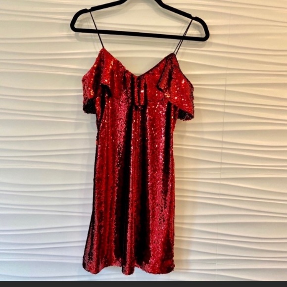 NWT Zara luxury holiday party wedding red mini sequin dress - Picture 11 of 12